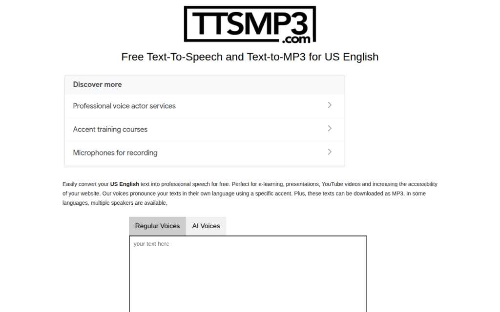 Text-to-Speech Online Free MP3: Best Tools & Workflow Guide 11 Screenshot of ttsmp3.com