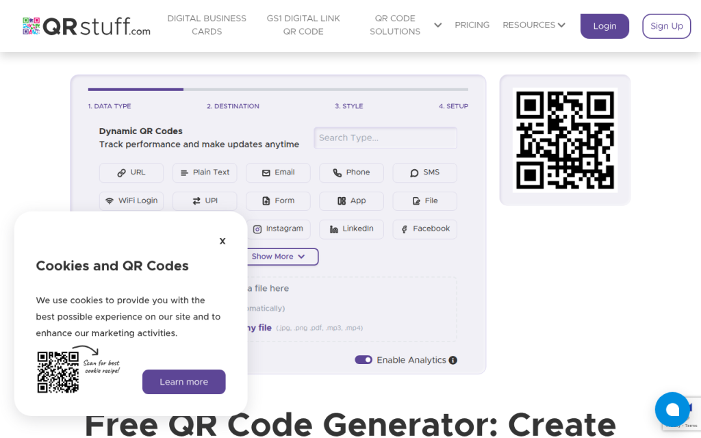 Best Free QR Code Generators Online (2026) - Compare Quality & Privacy 5 Screenshot of qrstuff.com