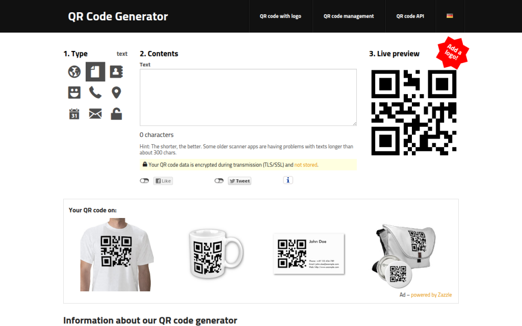 Best Free QR Code Generators Online (2026) - Compare Quality & Privacy 6 Screenshot of goqr.me