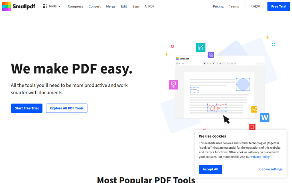 Screenshot of smallpdf.com