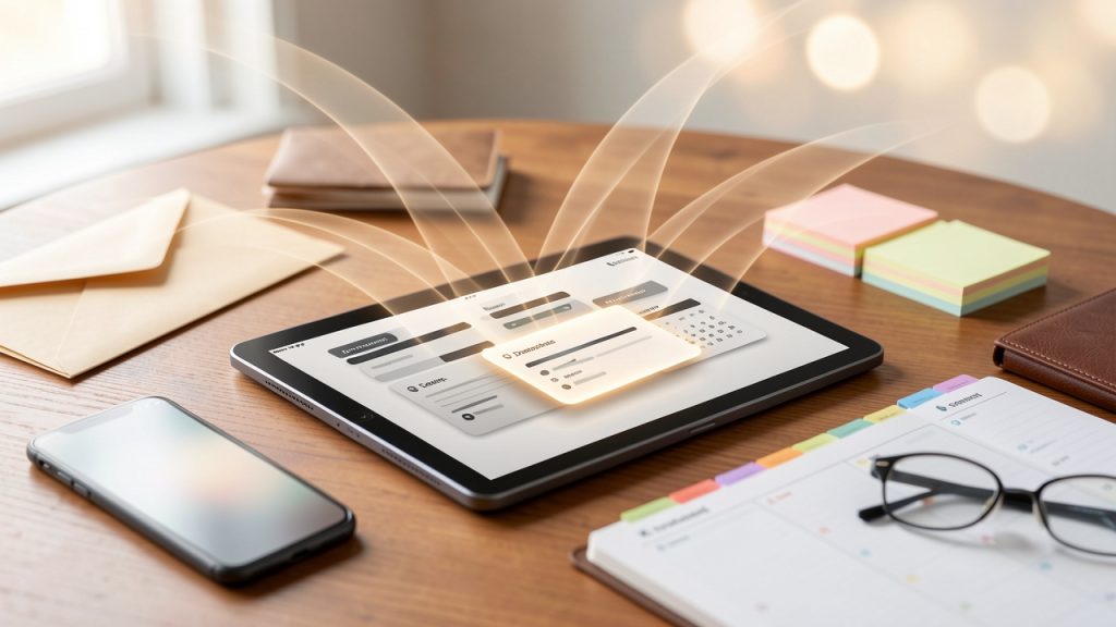 Time Management Tools: Protect Focus and Boost Output 40 A funnel or hub-and-spoke diagram showing multiple sources (email, chat, issue tracker, personal notes, meetings) feeding into a single central dashboard that displays a combined view of tasks, deadlines, and calendar blocks. Emphasize that the central view enables prioritization and reduces hidden commitments.