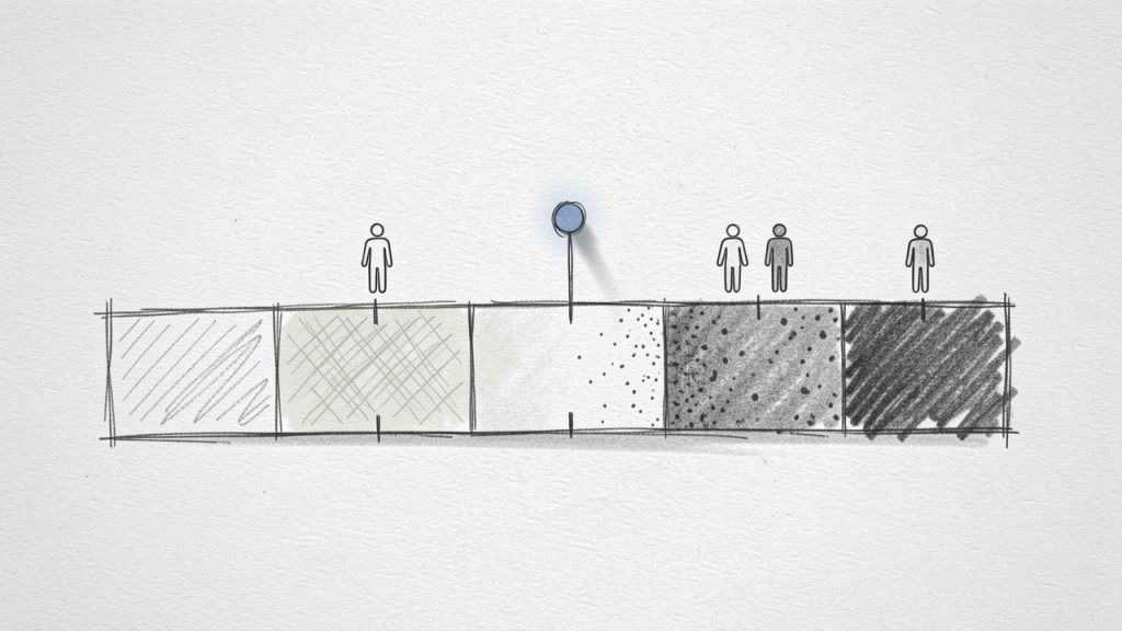 BMI scale showing standard adult categories with an indicator dot