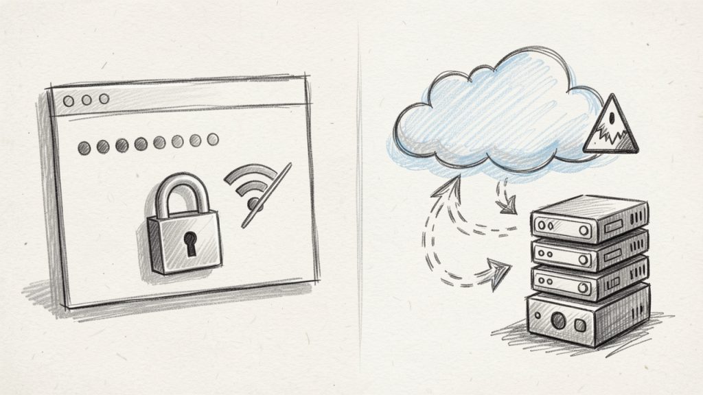 Generator haseł online: Szybko twórz silne, unikalne hasła 15 Illustration showing local/browser-based generation vs server transmission