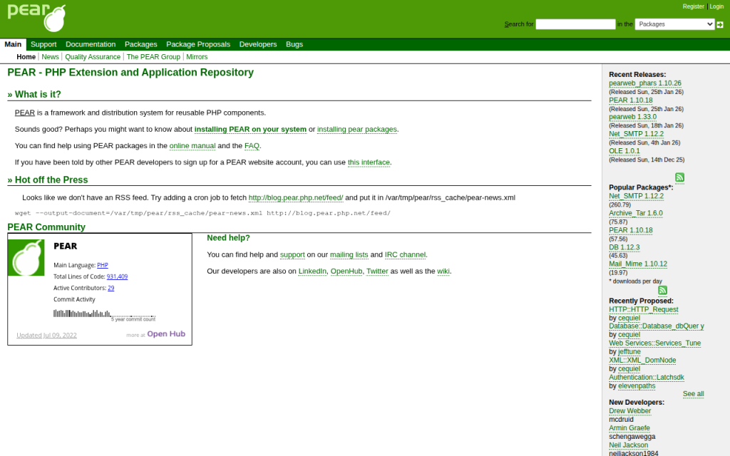 Hướng dẫn Trình định dạng PHP: Công cụ, Phương pháp hay nhất & Cài đặt 5 Screenshot của pear.php.net