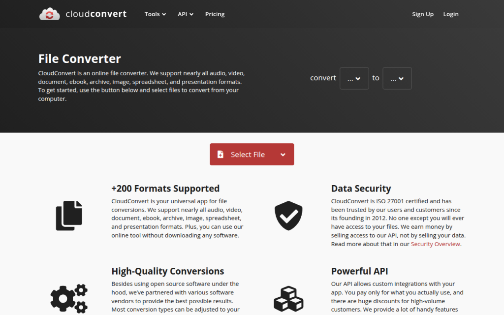 Screenshot of cloudconvert.com