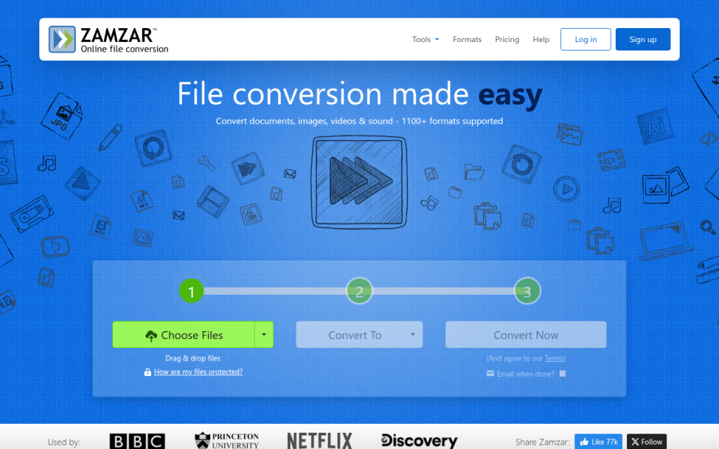 Screenshot of zamzar.com