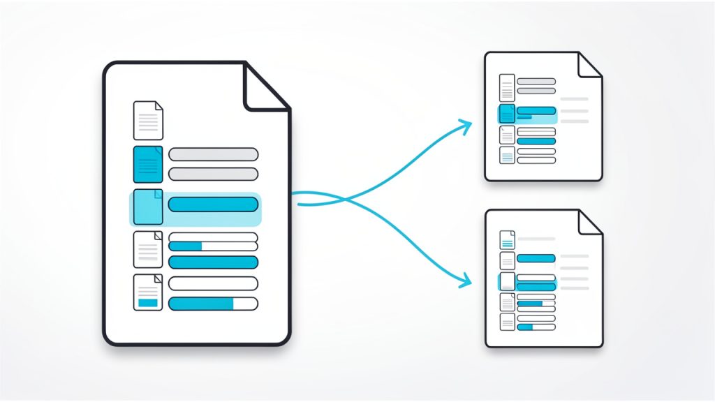 PDF being split into multiple smaller files, labeled with page ranges