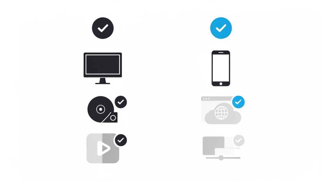 Compatibility comparison illustration: where each format works best.