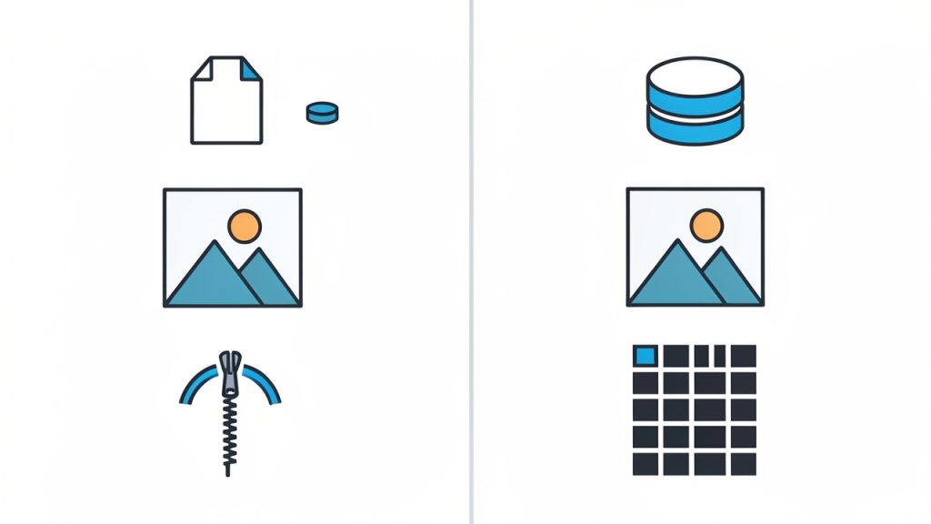 JPG vs BMP comparison diagram, Efficiency vs straightforward storage