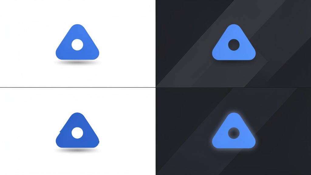 Transparency and edge-artifact comparison: the same logo with a transparent background placed over both a white and a patterned/dark background. Show a clean conversion vs. a poor conversion with visible edge haloing or jagged edges, to illustrate how some converters can introduce artifacts around transparency.
