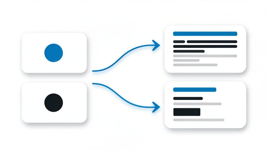 Practical WordPress SEO: A Step-by-Step Guide 6 A visual that matches search intent to page types: e.g., an intent column (informational, navigational, transactional) with arrows to example page formats (blog post/guide, homepage/brand page, service/product page). Show best practices like distinct page purpose, titles/headings, and meta descriptions.
