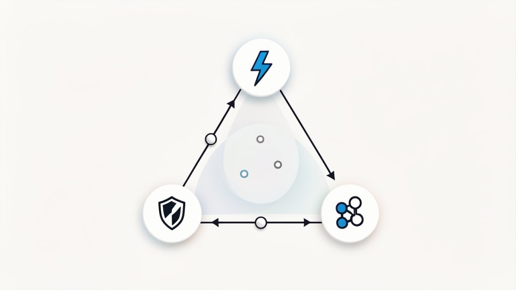 A simple triangle showing the competing goals: Speed, Stability, Collaboration